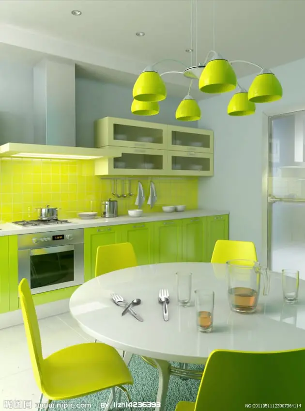 How to Use Neon In Your Kitchen Décor 2019 Trends: Yellow green kitchen furniture and decor