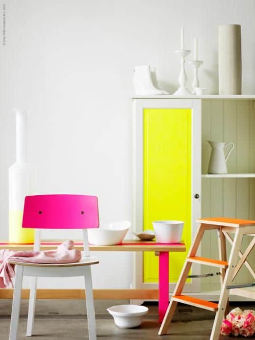 How to Use Neon In Your Kitchen Décor 2019 Trends: Kitchen Wall painted in White to compliment Neon Furniture 