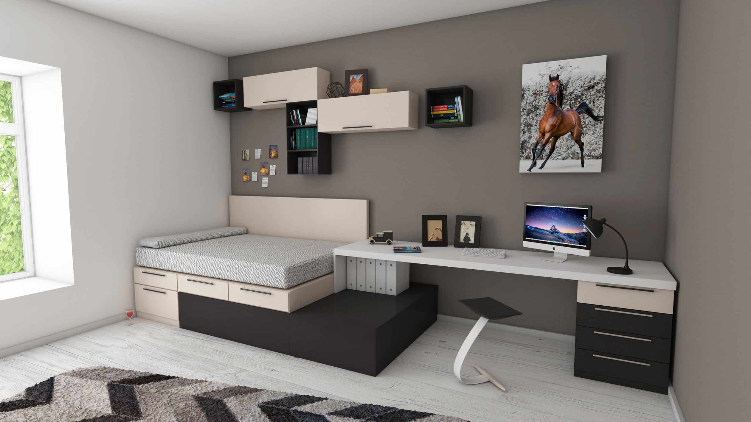 Things You Can do Immediately to Organize Your Bedroom: Shades of grey bedroom theme. Simple decoration