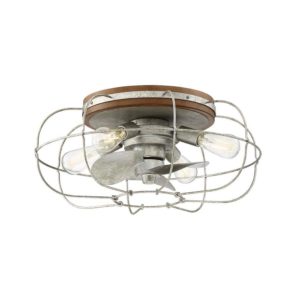 allen + roth Junction 22-in Galvanized LED Indoor Flush Mount Ceiling Fan with Light Kit and Remote 