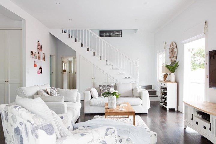 White themed simple living room.