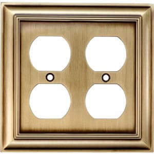 allen + roth Cosgrove 2-Gang Antique Brass Double Wall Plate